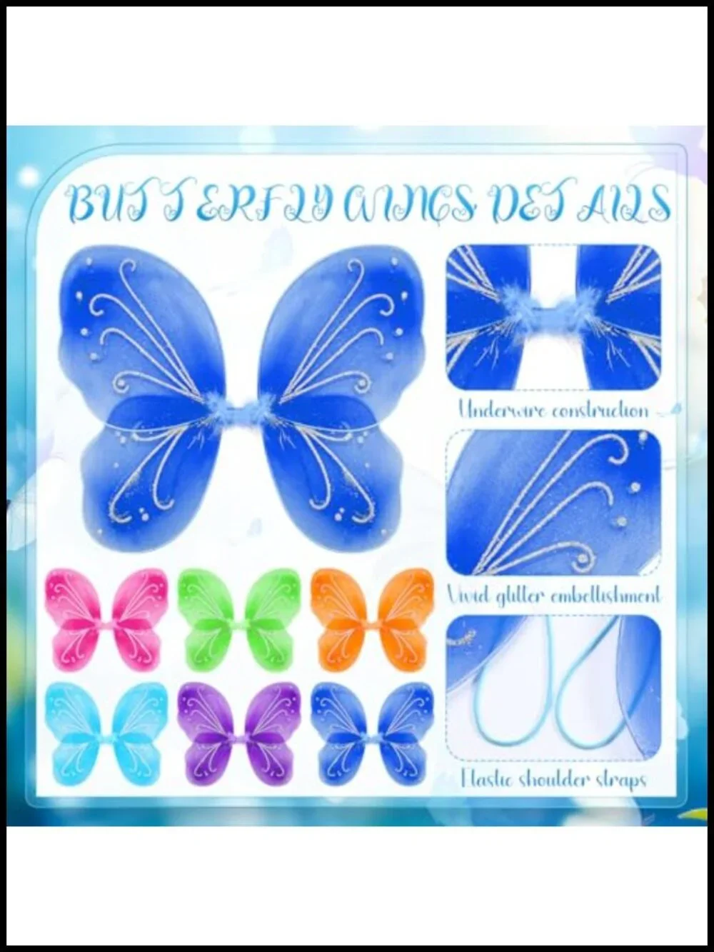 36pcs Fairy Wings Kids Butterfly Costume Dress Up Party Favor Elastic Straps